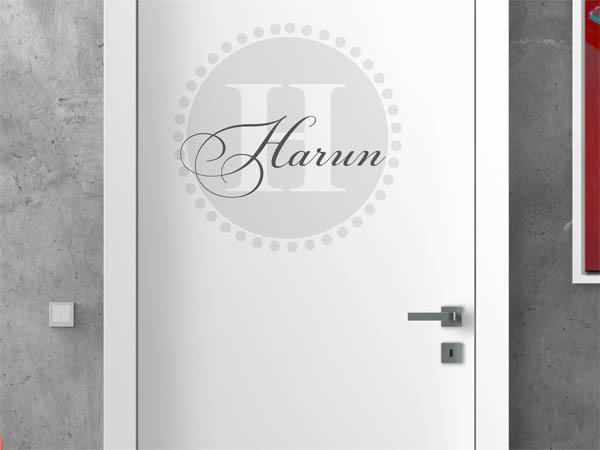 Wandtattoo Harun als Monogramm rund
