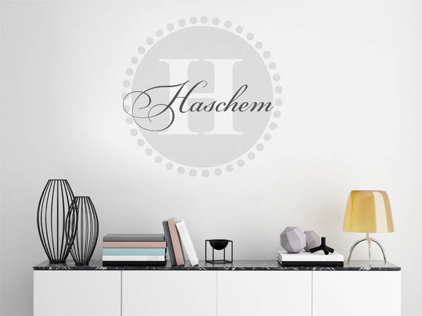 Wandtattoo Haschem als Monogramm rund