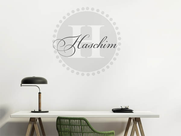 Wandtattoo Haschim als Monogramm rund