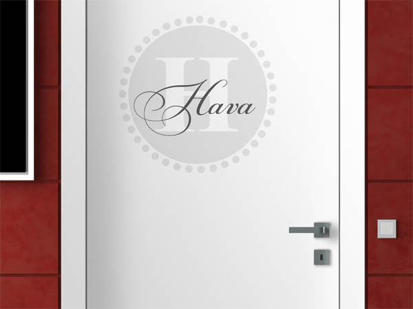 Wandtattoo Hava als Monogramm rund