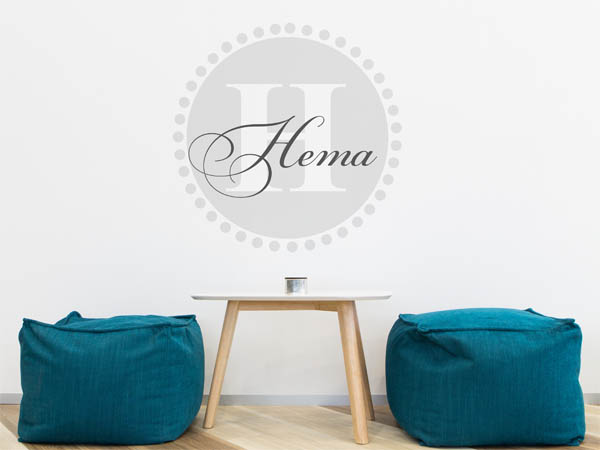 Wandtattoo Hema als Monogramm rund