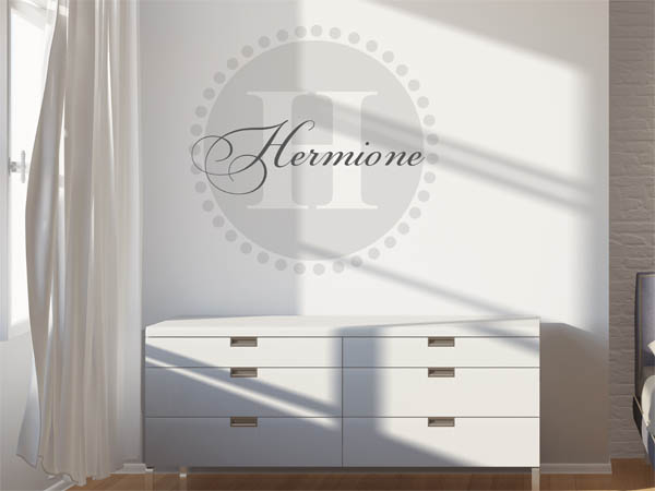 Wandtattoo Hermione als Monogramm rund