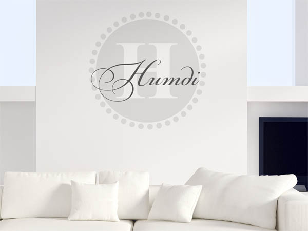 Wandtattoo Humdi als Monogramm rund