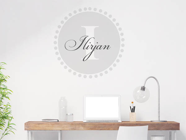 Wandtattoo Ilirjan als Monogramm rund