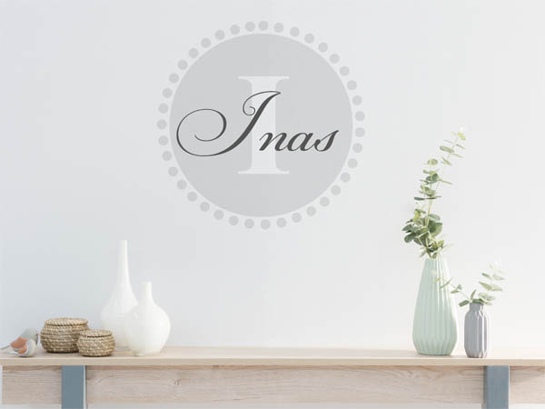 Wandtattoo Inas als Monogramm rund