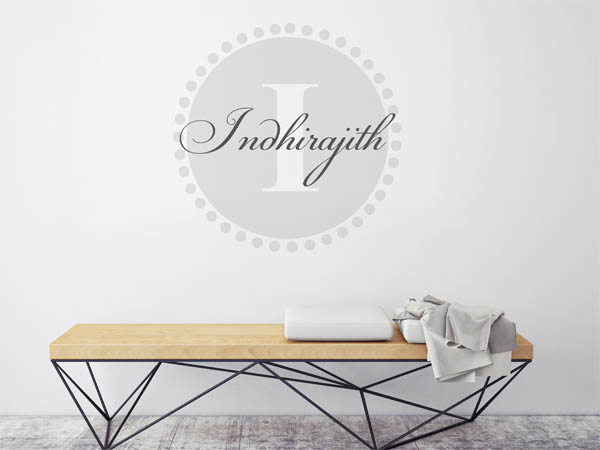 Wandtattoo Indhirajith als Monogramm rund