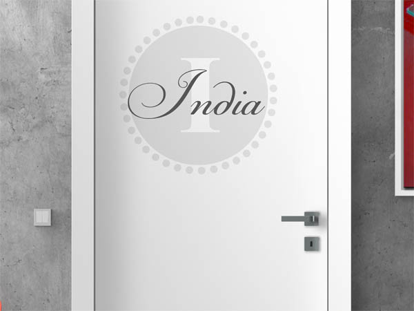 Wandtattoo India als Monogramm rund