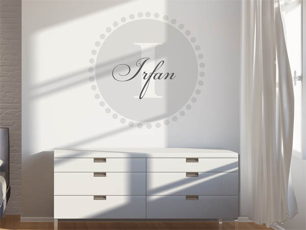 Wandtattoo Irfan als Monogramm rund