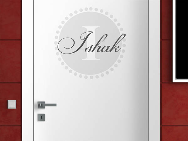 Wandtattoo Ishak als Monogramm rund