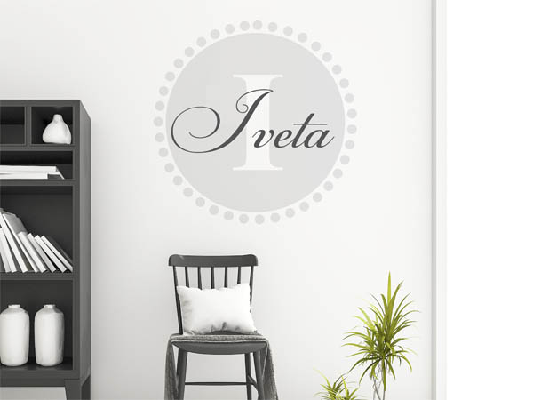 Wandtattoo Iveta als Monogramm rund