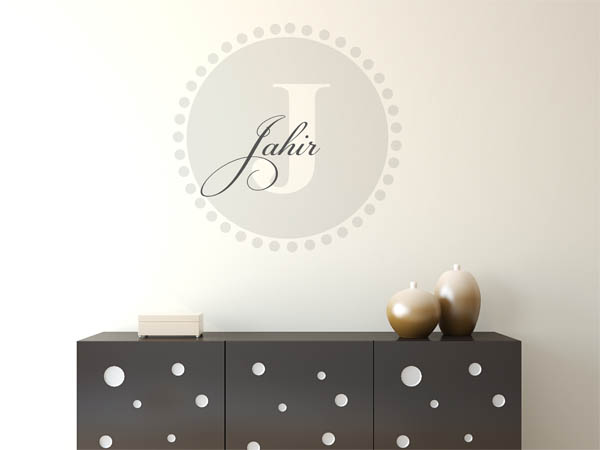 Wandtattoo Jahir als Monogramm rund