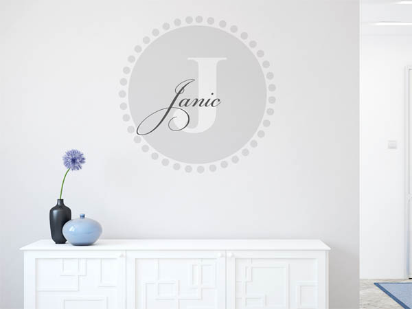 Wandtattoo Janic als Monogramm rund