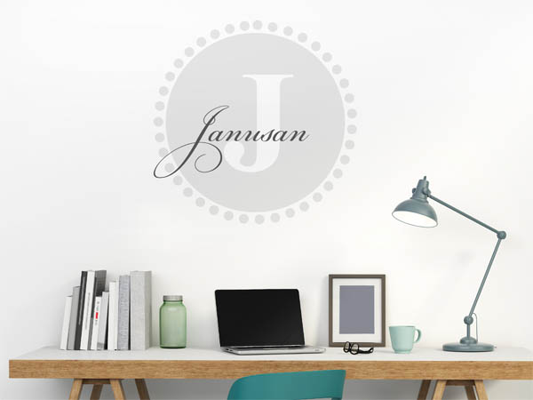 Wandtattoo Janusan als Monogramm rund