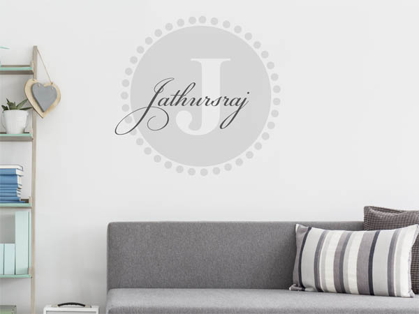 Wandtattoo Jathursraj als Monogramm rund