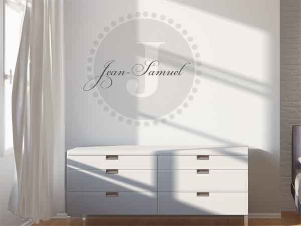 Wandtattoo Jean-Samuel als Monogramm rund