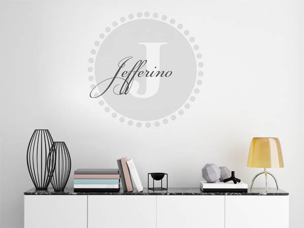 Wandtattoo Jefferino als Monogramm rund