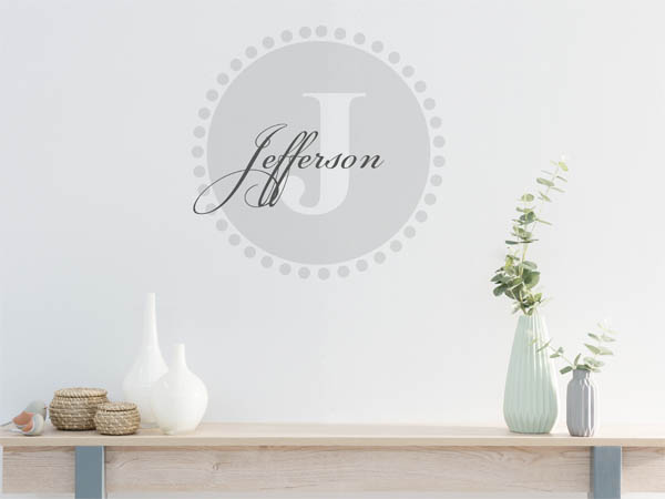 Wandtattoo Jefferson als Monogramm rund