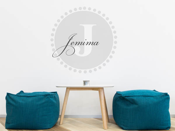 Wandtattoo Jemima als Monogramm rund