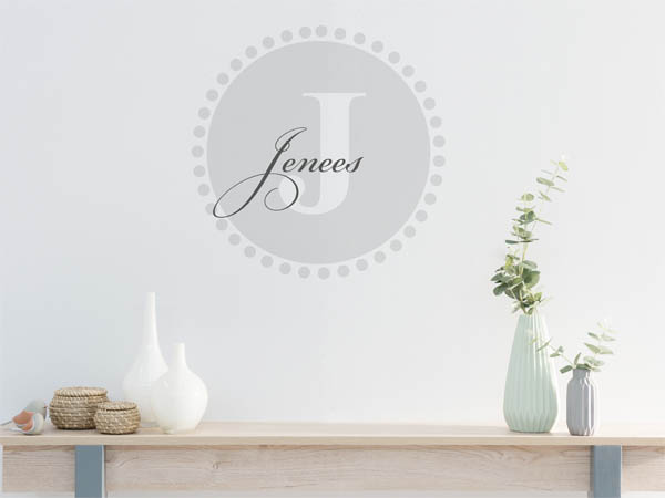 Wandtattoo Jenees als Monogramm rund