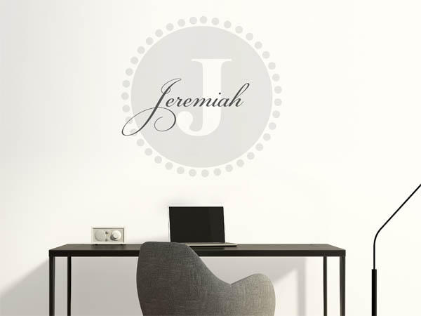 Wandtattoo Jeremiah als Monogramm rund