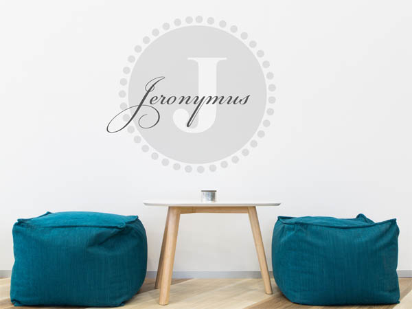 Wandtattoo Jeronymus als Monogramm rund