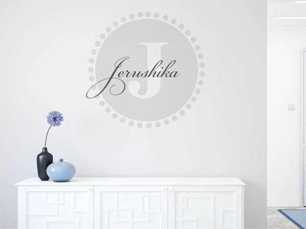 Wandtattoo Jerushika als Monogramm rund