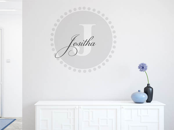 Wandtattoo Jesitha als Monogramm rund