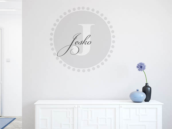 Wandtattoo Jesko als Monogramm rund