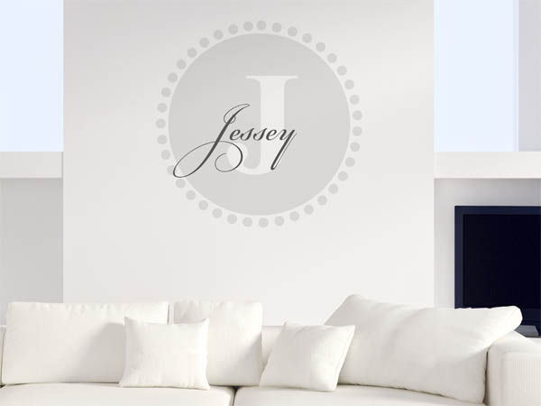 Wandtattoo Jessey als Monogramm rund