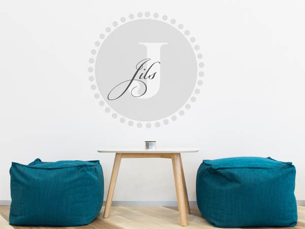 Wandtattoo Jils als Monogramm rund