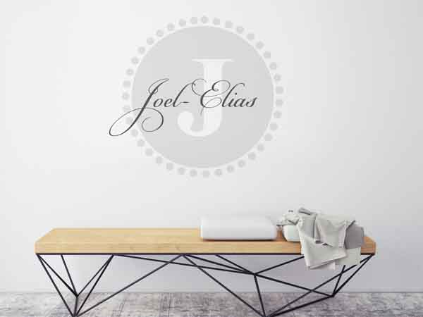 Wandtattoo Joel-Elias als Monogramm rund