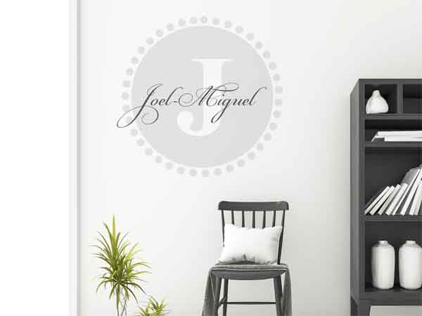 Wandtattoo Joel-Miguel als Monogramm rund