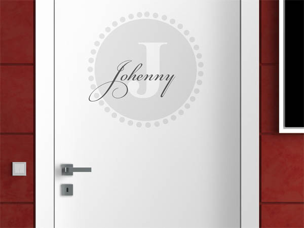 Wandtattoo Johenny als Monogramm rund