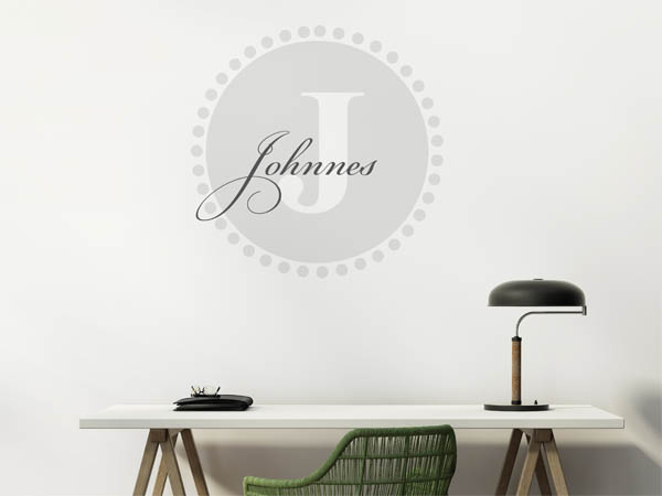 Wandtattoo Johnnes als Monogramm rund