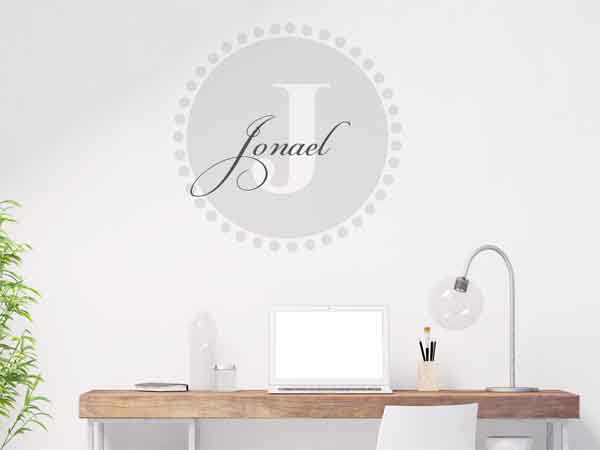 Wandtattoo Jonael als Monogramm rund