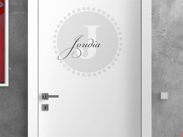 Wandtattoo Joudia als Monogramm rund