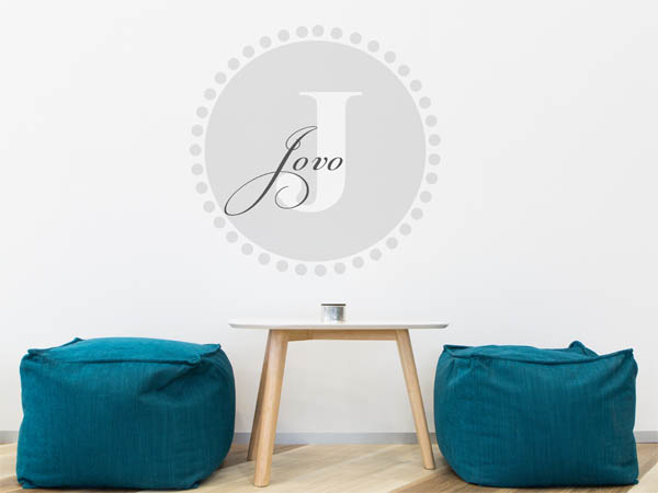 Wandtattoo Jovo als Monogramm rund