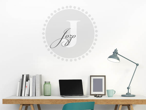 Wandtattoo Jozo als Monogramm rund
