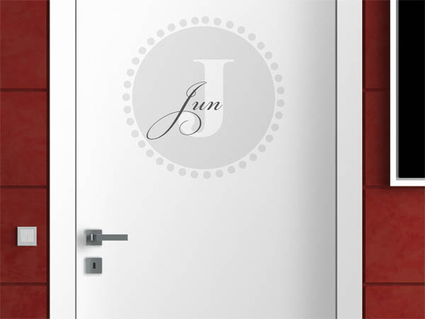 Wandtattoo Jun als Monogramm rund