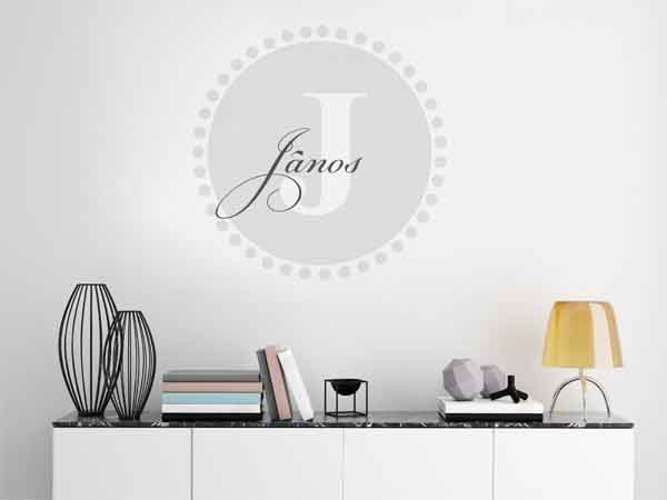 Wandtattoo János als Monogramm rund