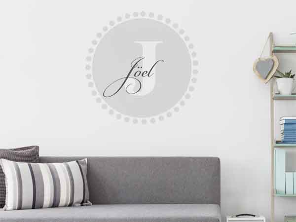 Wandtattoo Jöel als Monogramm rund