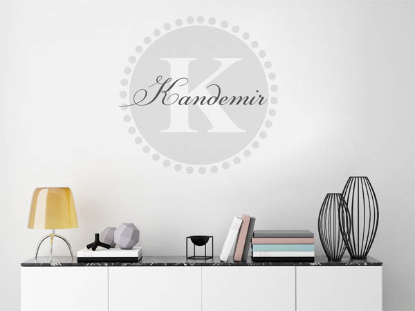 Wandtattoo Kandemir als Monogramm rund