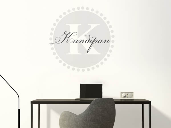 Wandtattoo Kandipan als Monogramm rund