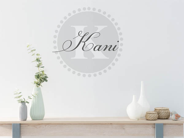 Wandtattoo Kani als Monogramm rund