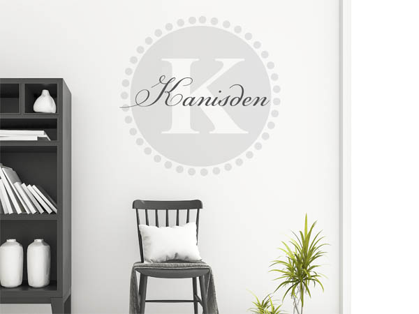 Wandtattoo Kanisden als Monogramm rund