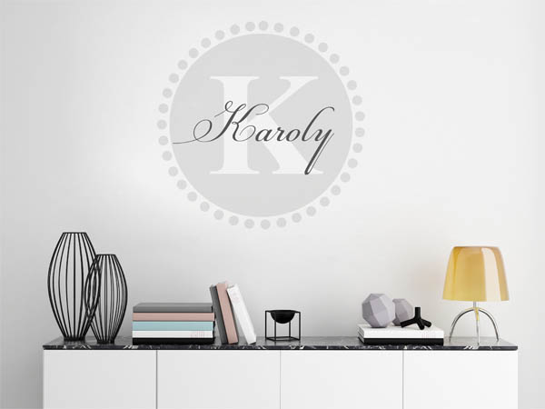Wandtattoo Karoly als Monogramm rund