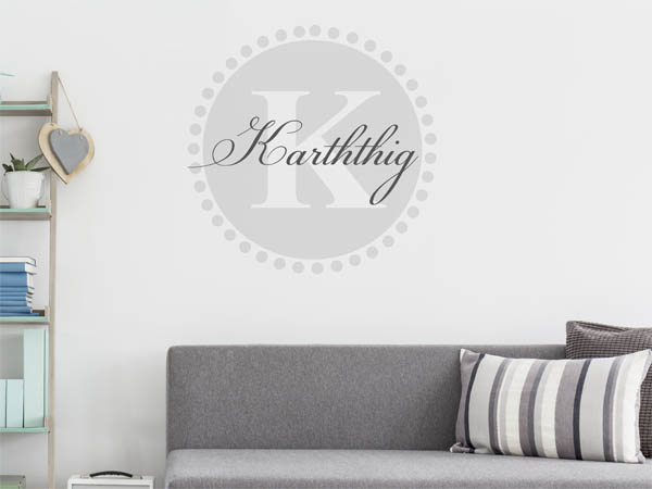 Wandtattoo Karththig als Monogramm rund