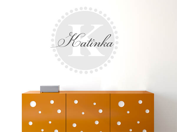Wandtattoo Katinka als Monogramm rund