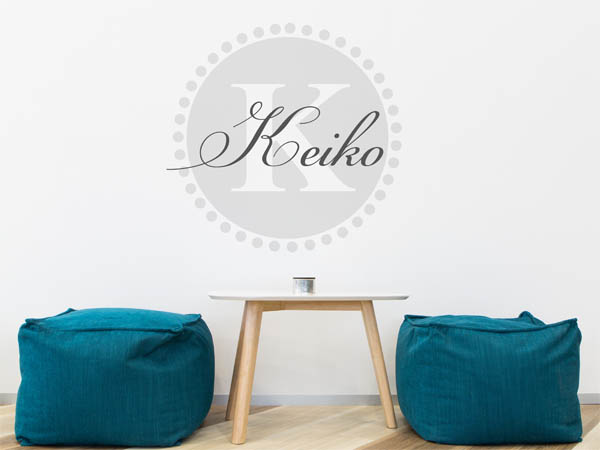 Wandtattoo Keiko als Monogramm rund