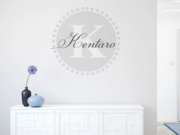 Wandtattoo Kentaro als Monogramm rund